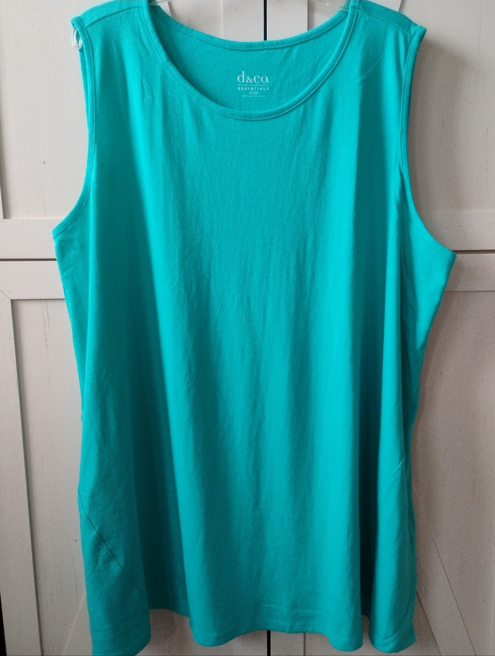 Denim & Co. Aqua Cotton Jersey Tunic Tank- Flared Bottom- 4X or 5X Petite-NWT